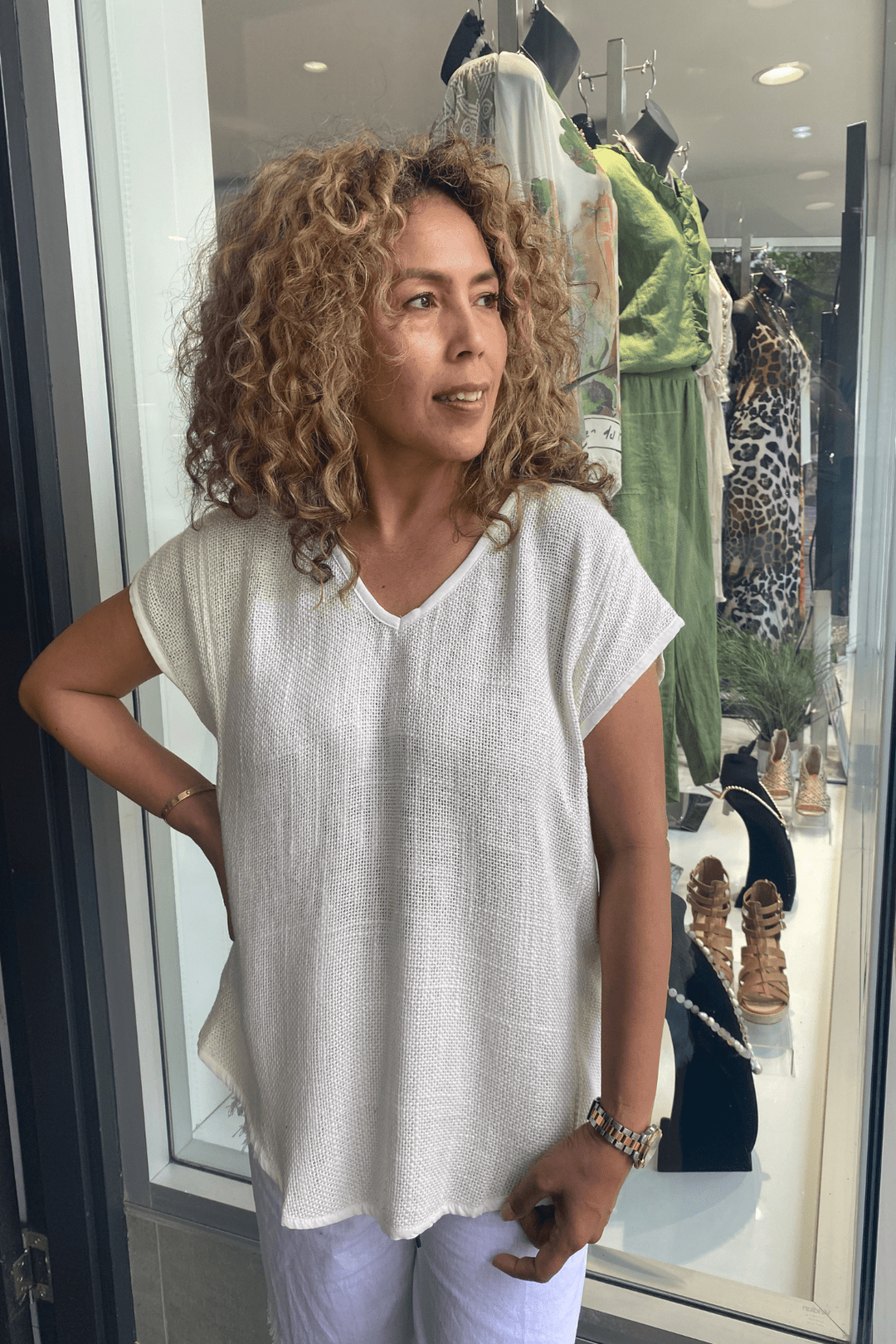 Lyra Hessian Top - White - CB34 - Pizazz BoutiqueCarbon The Label