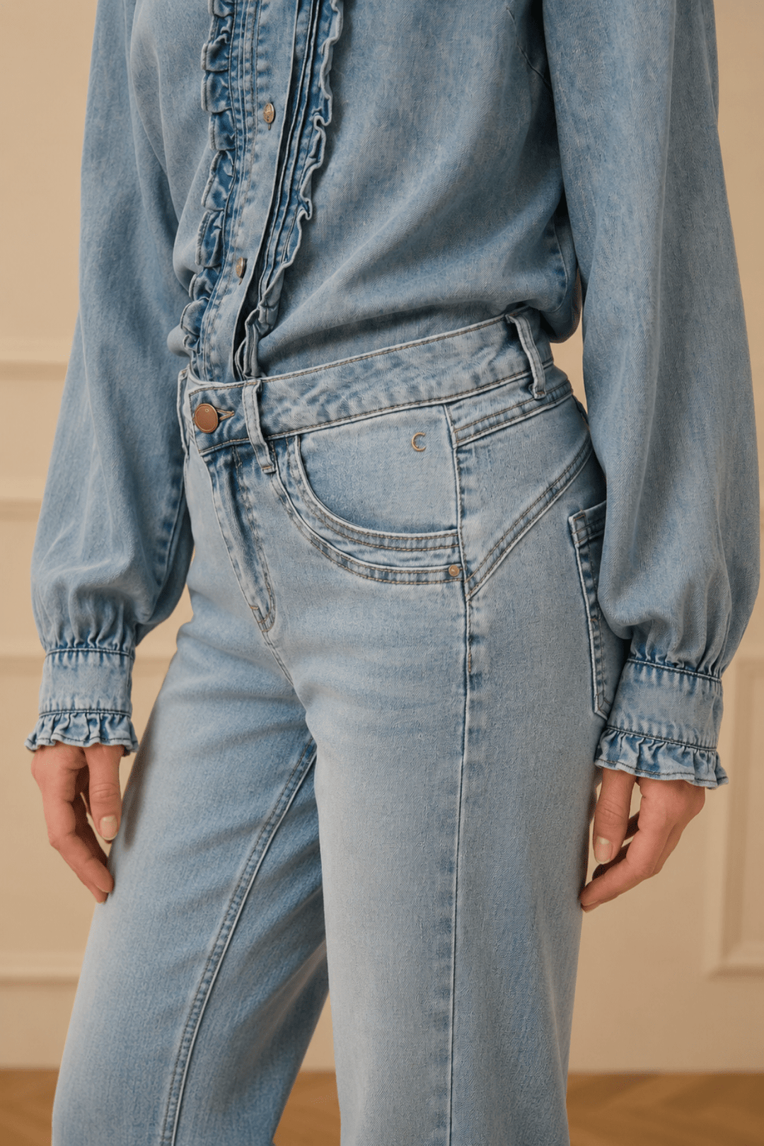 Madison Jean - Light Blue Denim - CM4 - Pizazz BoutiqueCream