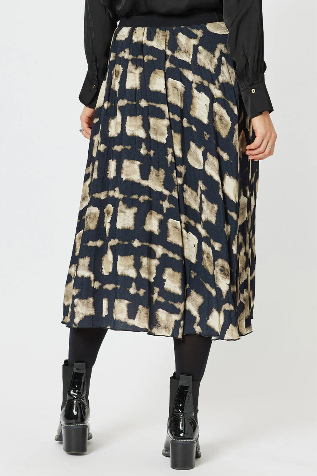 Marrakesh Pleat Skirt - Navy/Stone - HV32