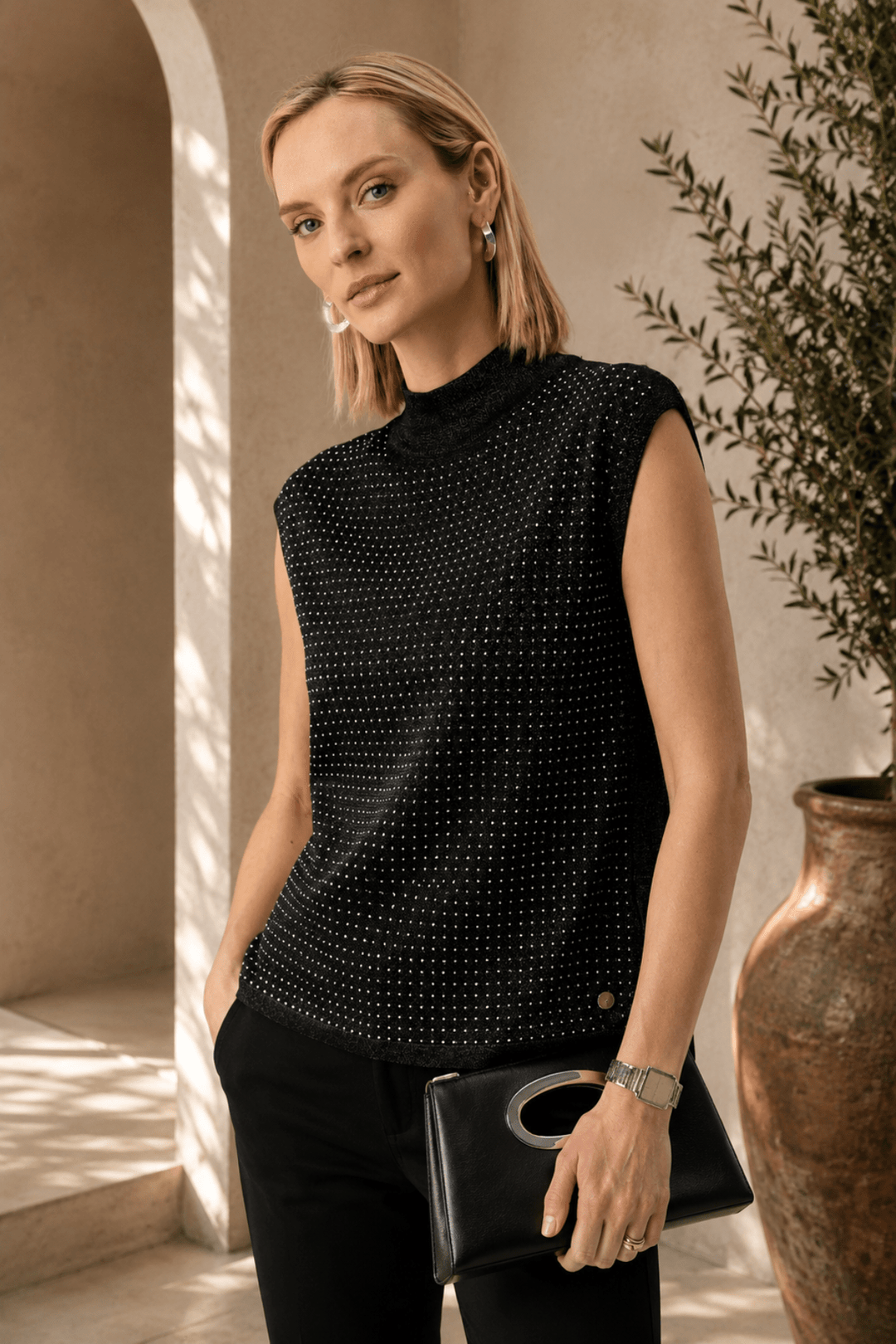 Metallic Disco Top - Black - JR16 - Pizazz BoutiqueJoseph Ribkoff