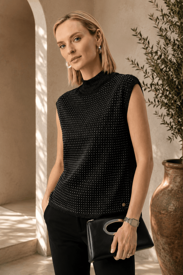 Metallic Disco Top - Black - JR16 - Pizazz BoutiqueJoseph Ribkoff