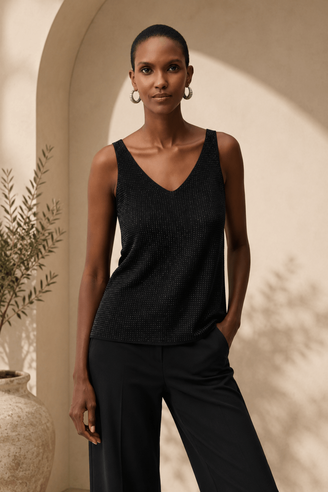 Metallic Knitted Camisole - Black - JR14 - Pizazz BoutiqueJoseph Ribkoff