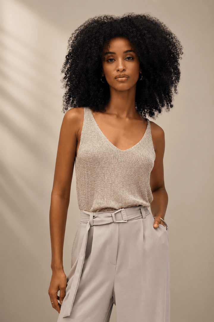 Metallic Knitted Camisole - Champagne - JR14 - Pizazz BoutiqueJoseph Ribkoff