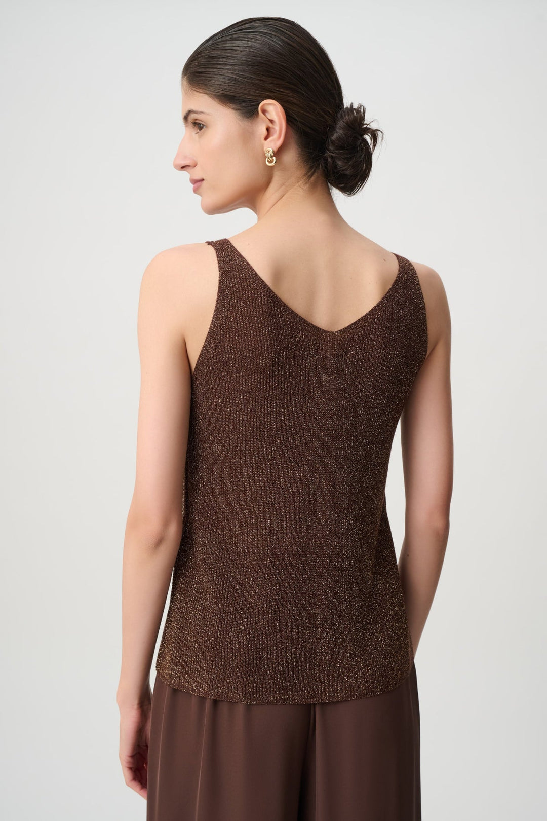 Metallic Knitted Camisole - Chocolate - Pizazz BoutiqueJoseph Ribkoff