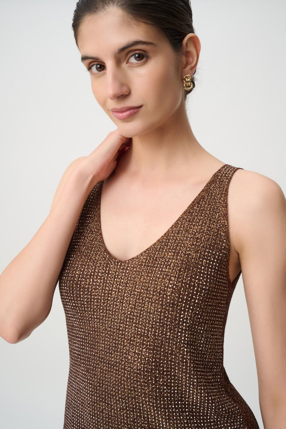Metallic Knitted Camisole - Chocolate - Pizazz BoutiqueJoseph Ribkoff