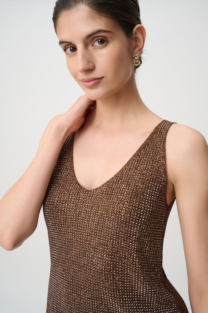 Metallic Knitted Camisole - Chocolate - Pizazz BoutiqueJoseph Ribkoff