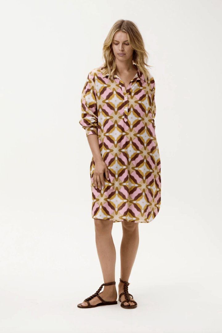 Middy Gilli Tobago Dress - Pink Ikat - OS15 - Pizazz BoutiqueOneseason Australia