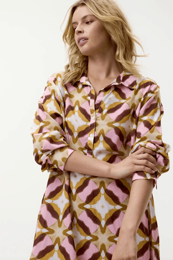 Middy Gilli Tobago Dress - Pink Ikat - OS15 - Pizazz BoutiqueOneseason Australia