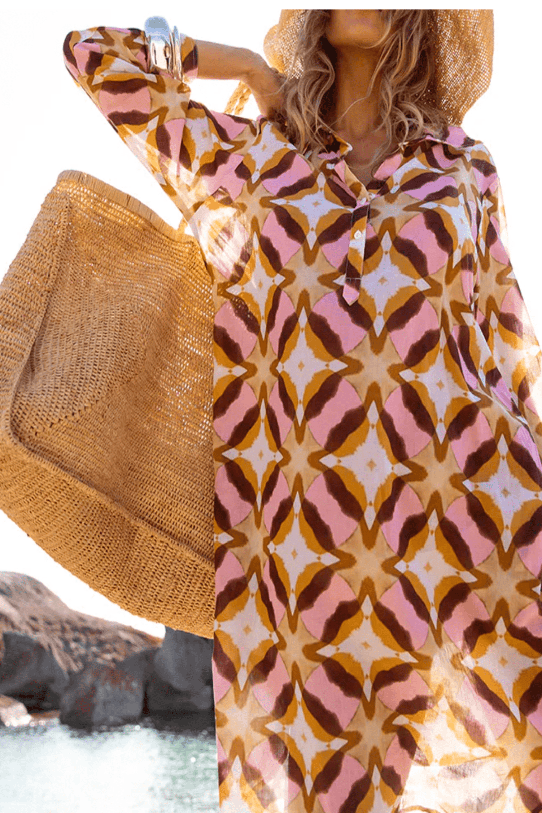 Middy Gilli Tobago Dress - Pink Ikat - OS15 - Pizazz BoutiqueOneseason Australia