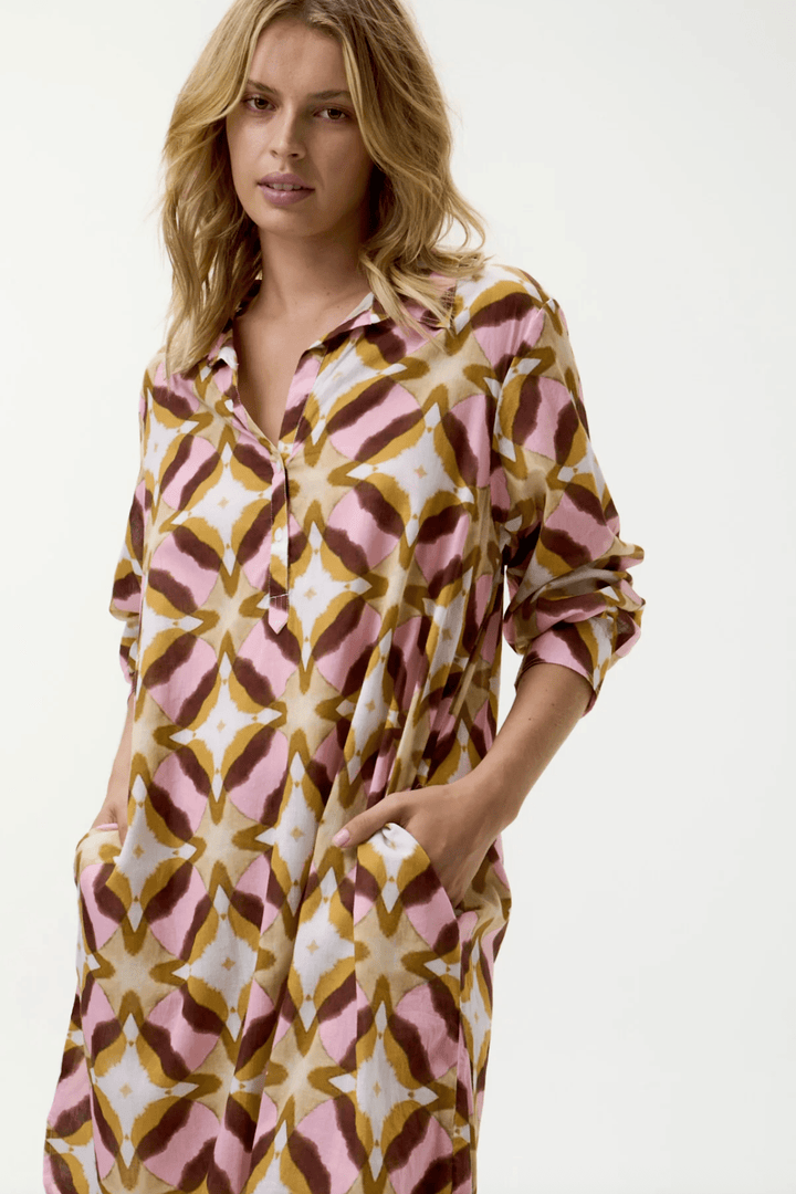 Middy Gilli Tobago Dress - Pink Ikat - OS15 - Pizazz BoutiqueOneseason Australia