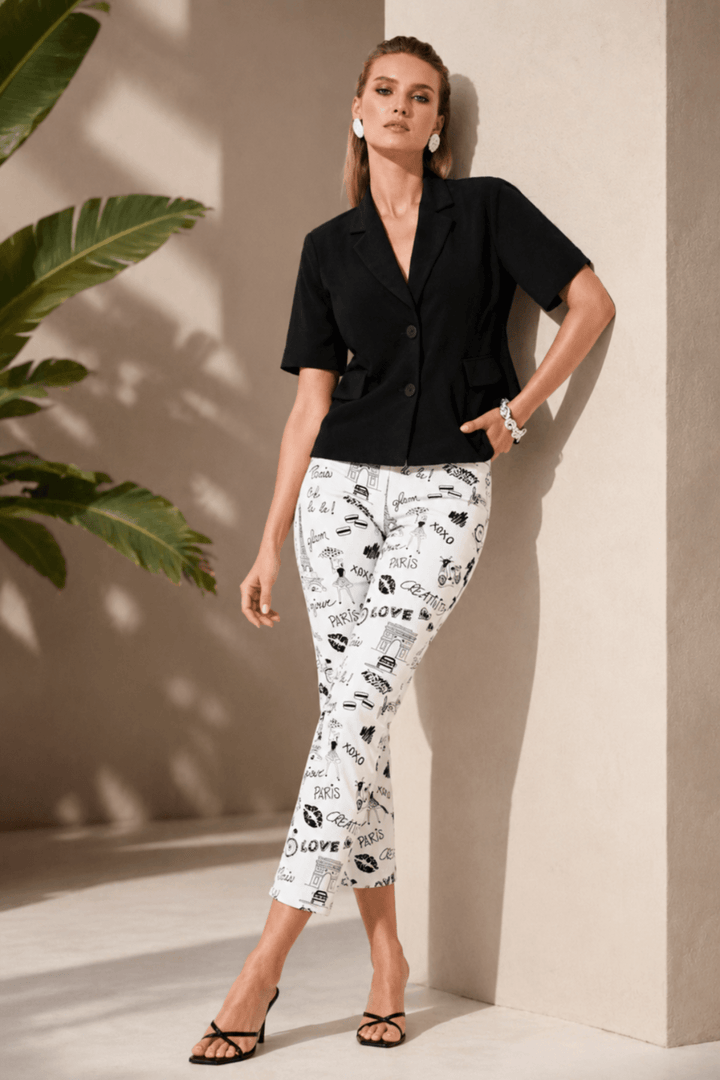 Millennium Print Pant - Vanilla/Black - JR73 - Pizazz BoutiqueJoseph Ribkoff
