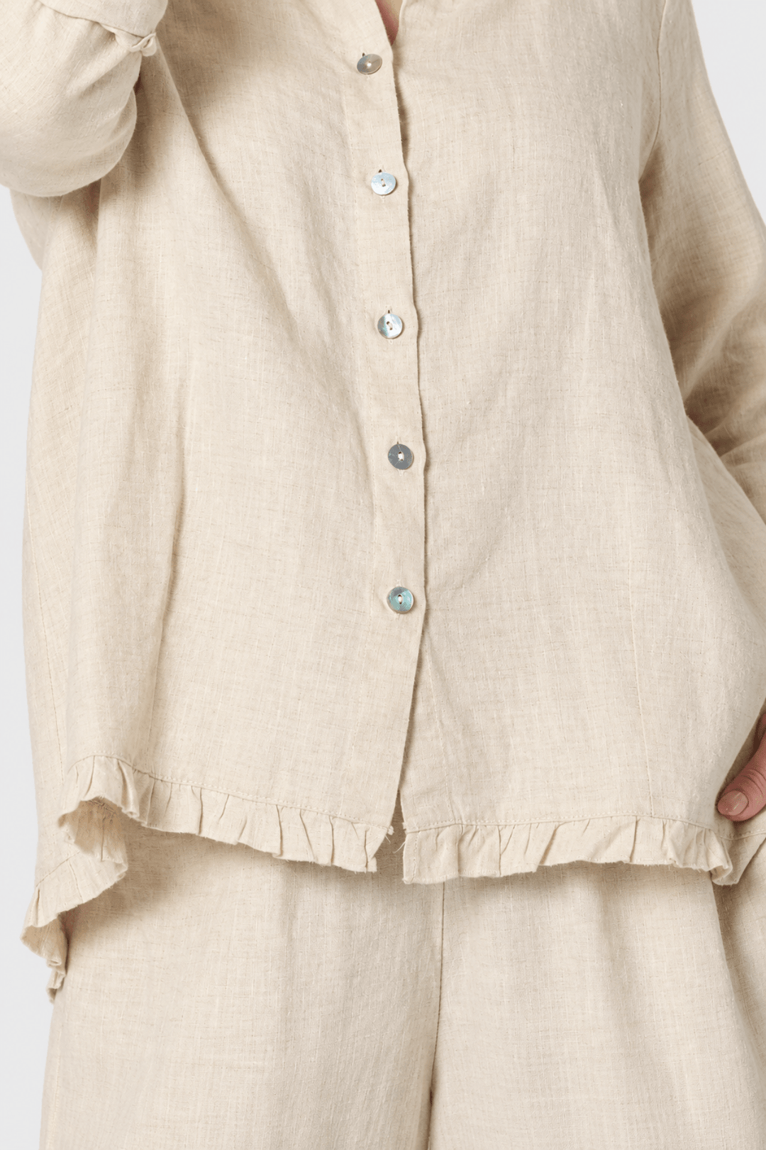 Milly Ruffle Hem Shirt - Natural - Pizazz BoutiqueGordon smith