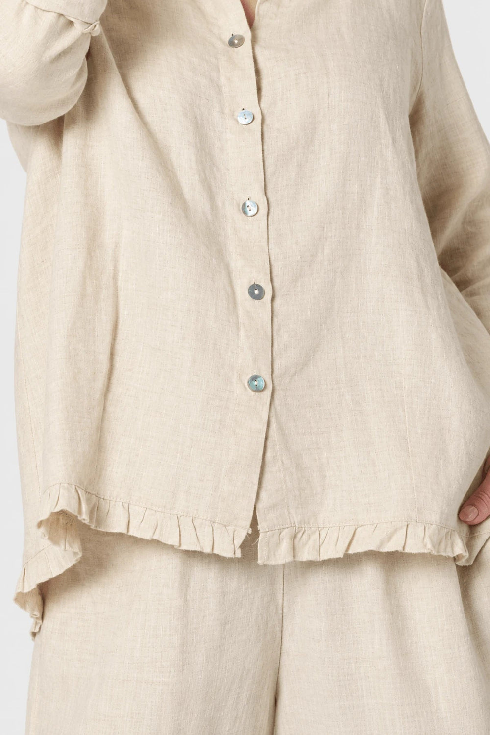 Milly Ruffle Hem Shirt - Natural - Pizazz BoutiqueGordon smith