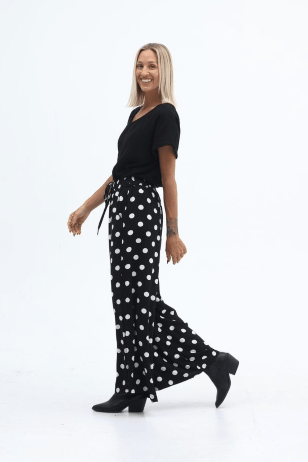 Milo Pant - Black/Cream Spot - CB72 - Pizazz BoutiqueCarbon The Label