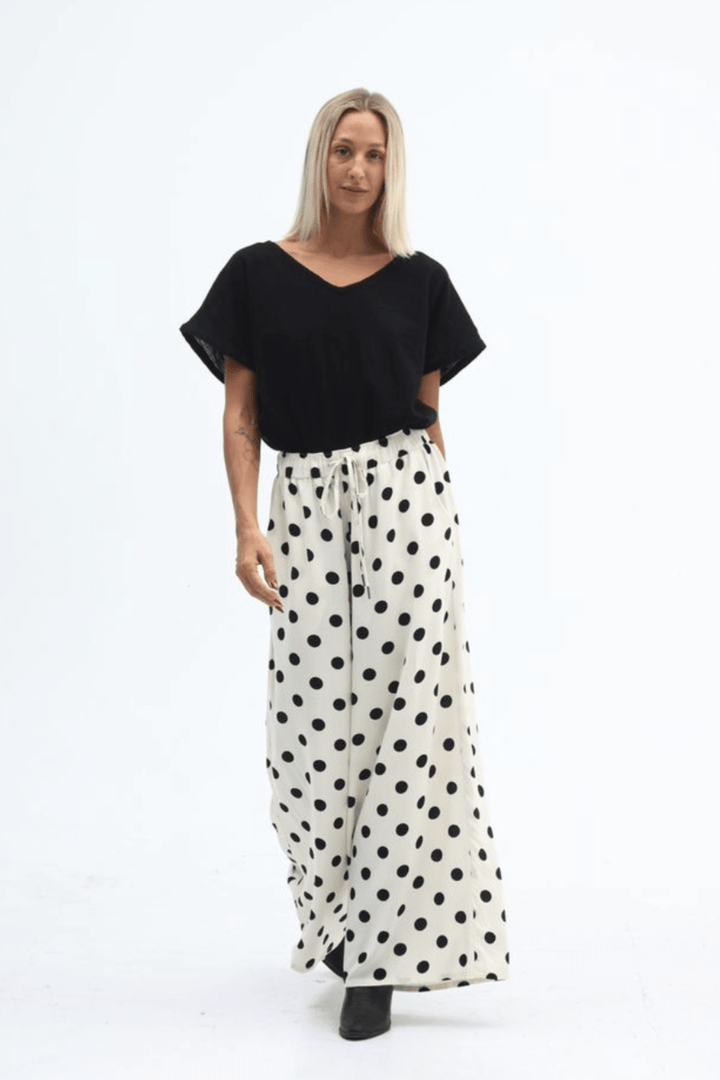 Milo Pant - Cream/Black Spot - CB72 - Pizazz BoutiqueCarbon The Label
