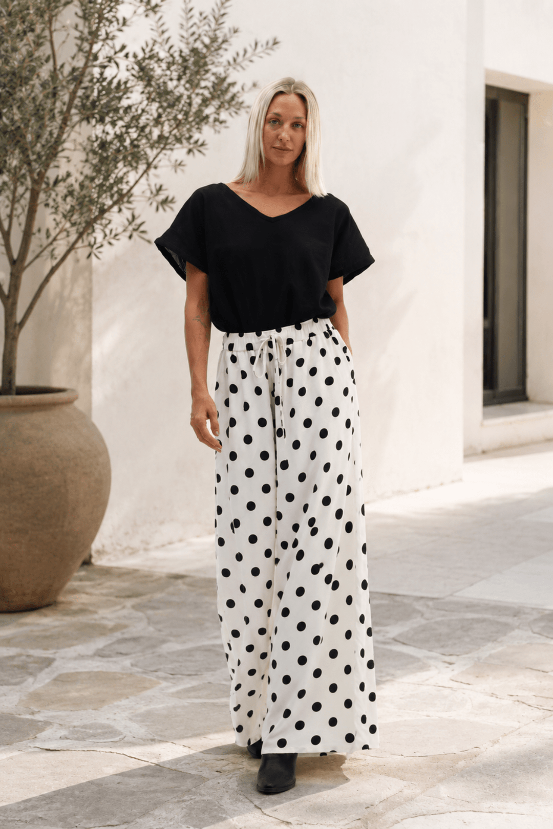Milo Pant - Cream/Black Spot - CB72 - Pizazz BoutiqueCarbon The Label