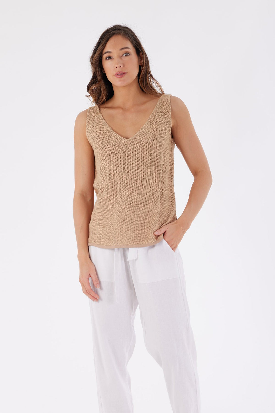 Mimi Hessian Singlet - Cinnamon - CB43 - Pizazz BoutiqueCarbon The Label