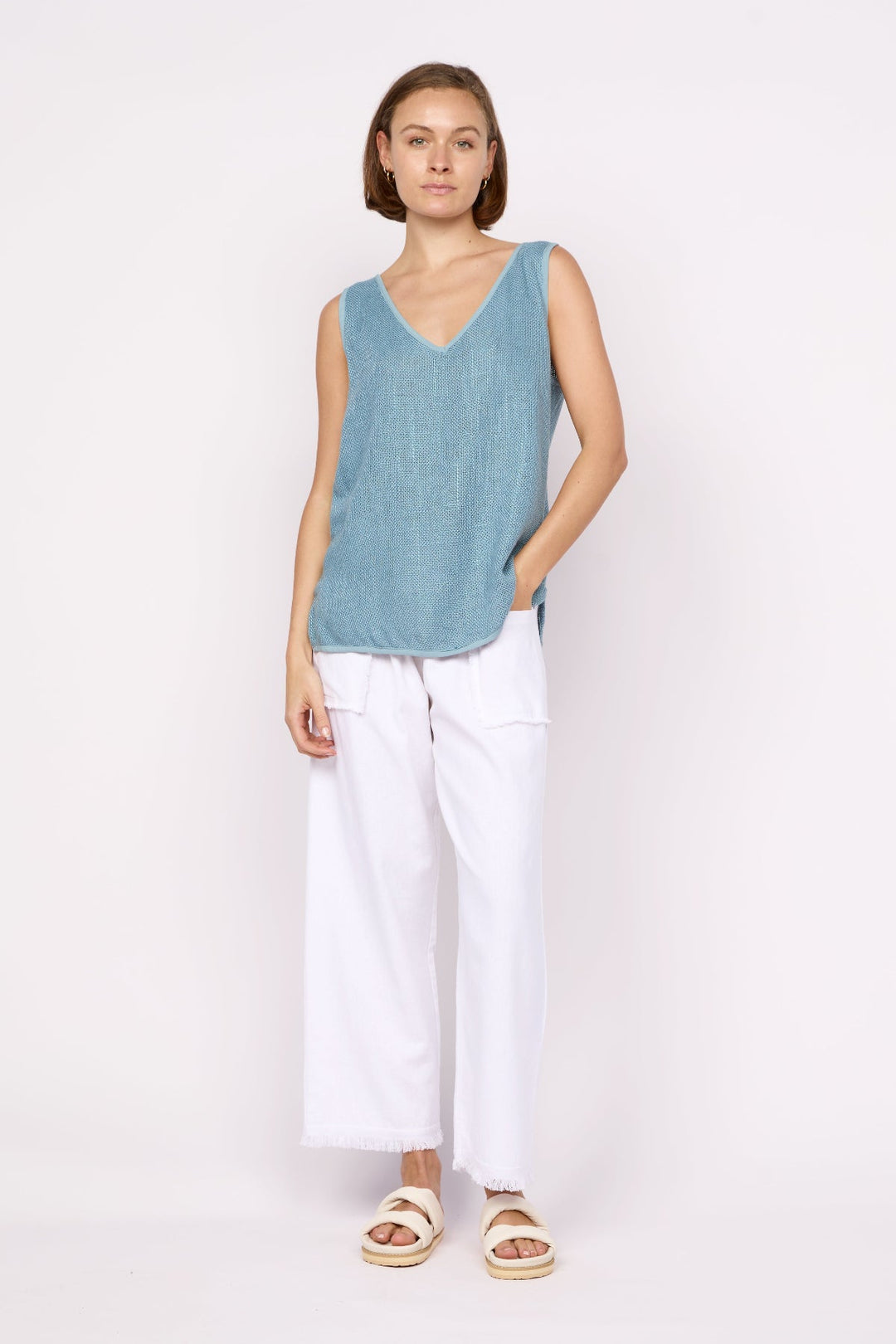 Mimi Hessian Singlet - Denim Blue - CB43 - Pizazz BoutiqueCarbon The Label