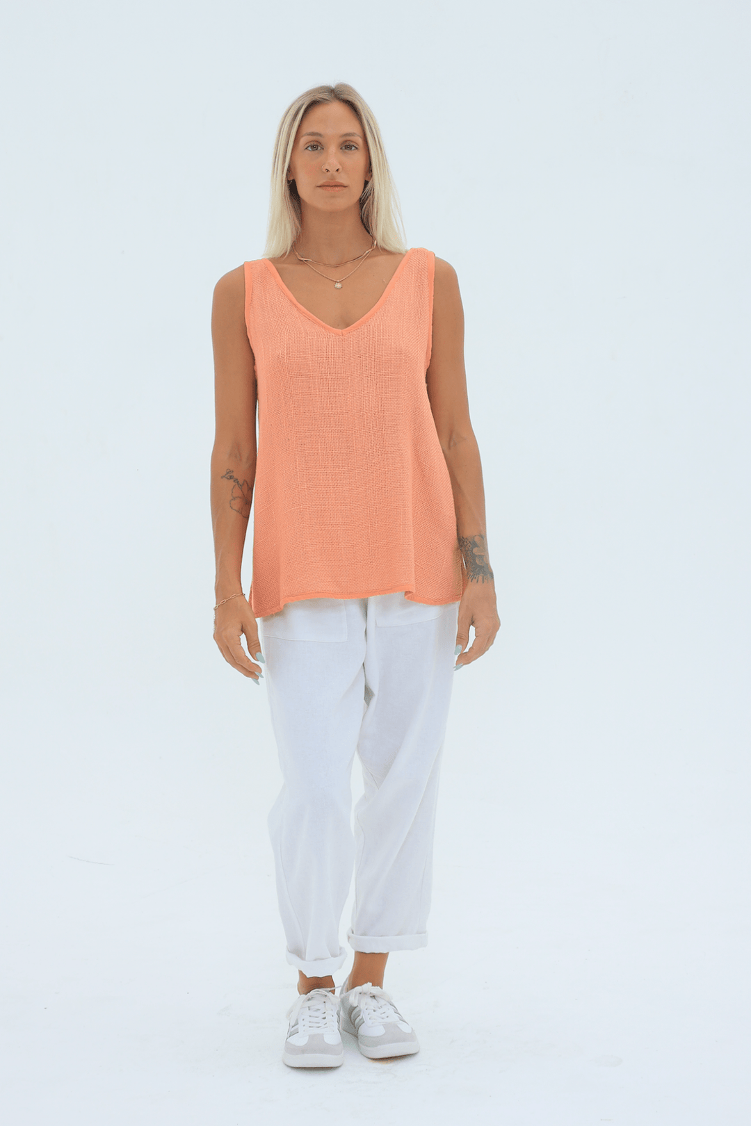 Mimi Hessian Singlet - Papaya - CB43 - Pizazz BoutiqueCarbon The Label