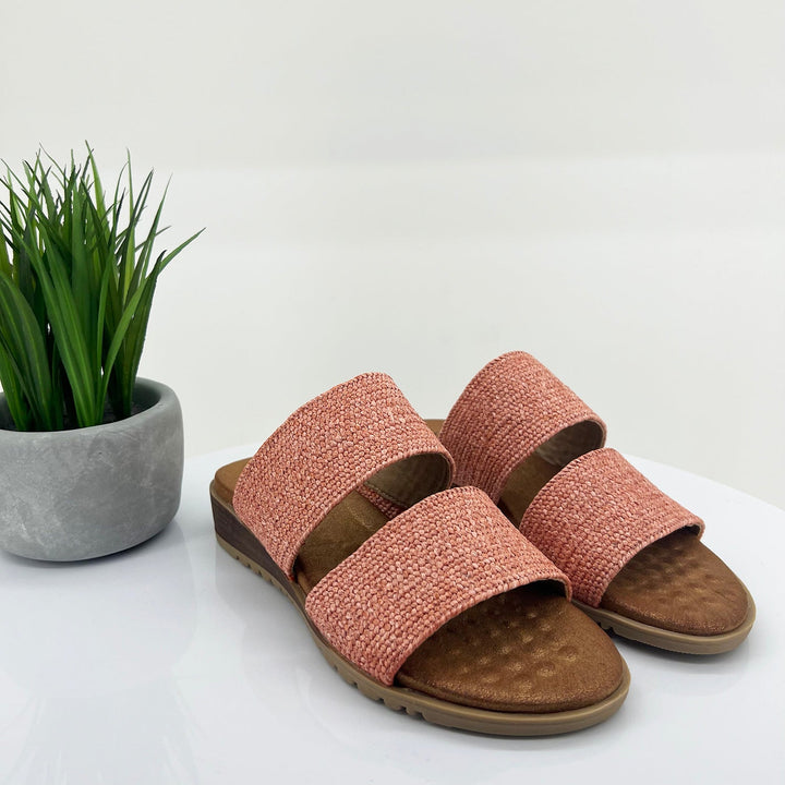 Mister Sandal in Peach by Laguna Quays resort footwear, sold and shipped from Pizazz Boutique online women's clothes shops Australia