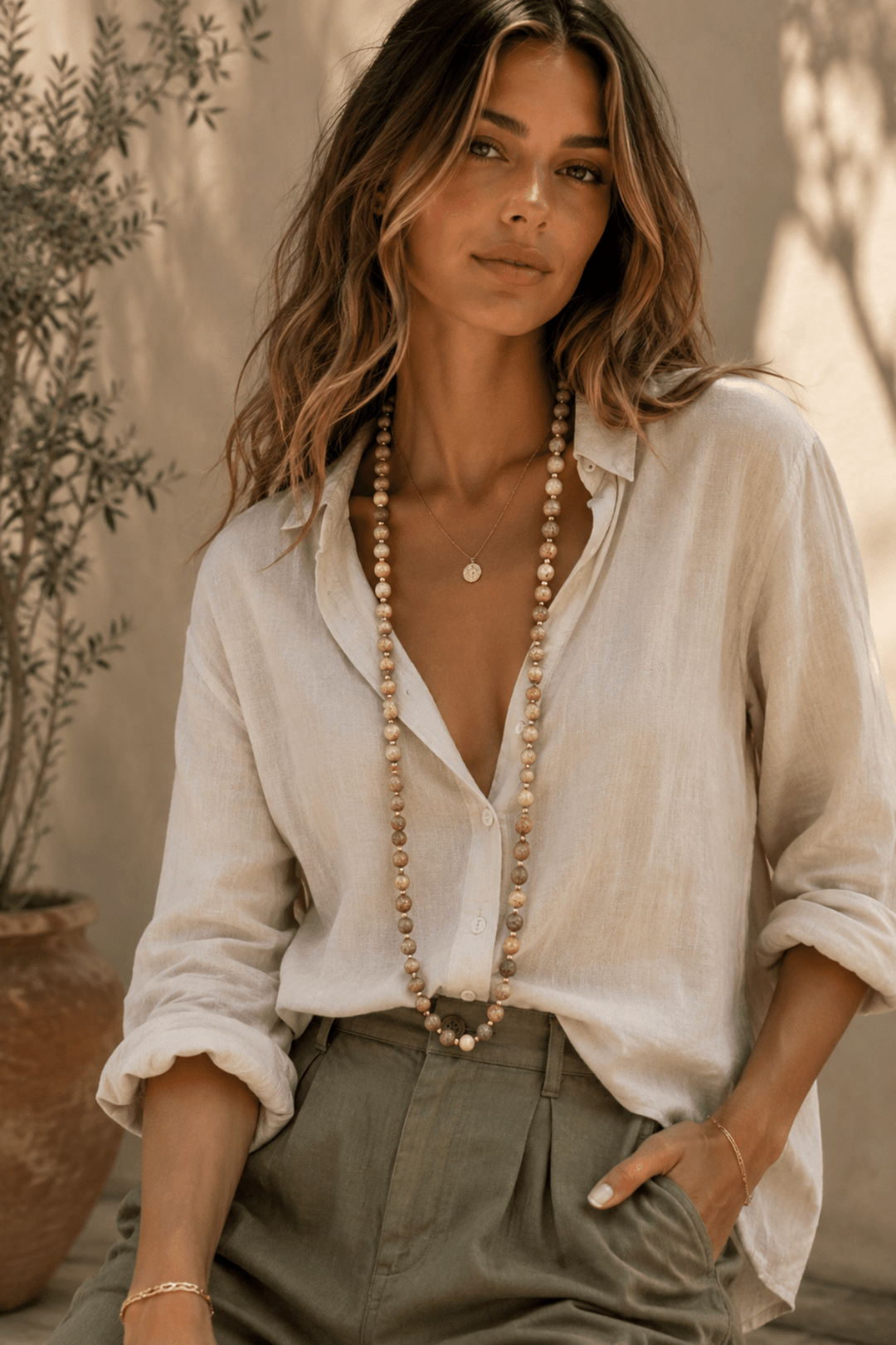 Monroe Necklace - Sandstone - CG14 - Pizazz BoutiqueCindy G / Jewellery