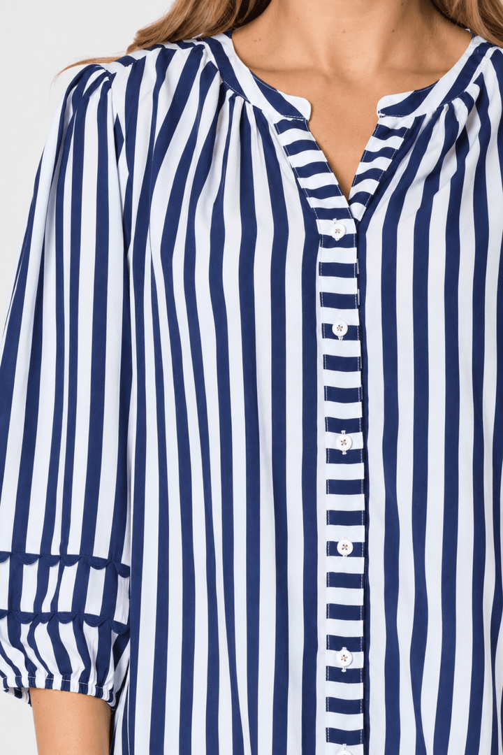 Montecito Stripe Top - Navy - TZ66 - Pizazz BoutiqueThreadz
