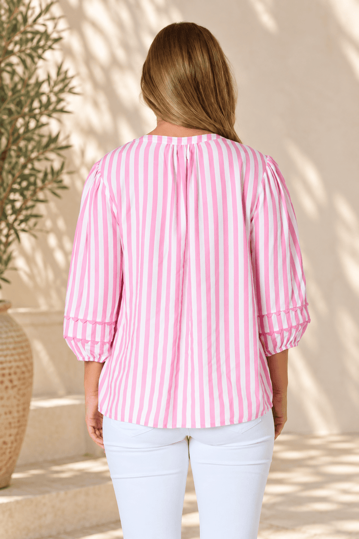 Montecito Stripe Top - Pink - TZ66 - Pizazz BoutiqueThreadz