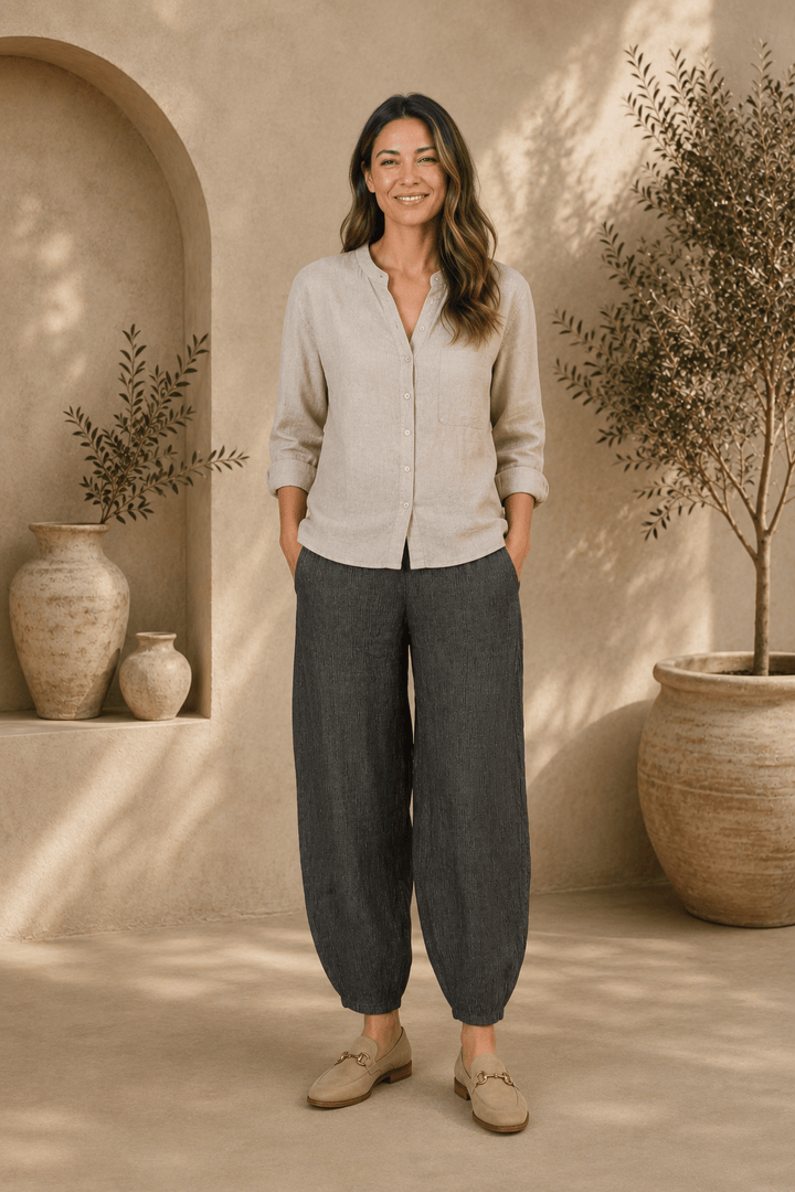 Mussel Linen Pant - GA657 - OJ74 - Pizazz BoutiqueNaturals By O & J