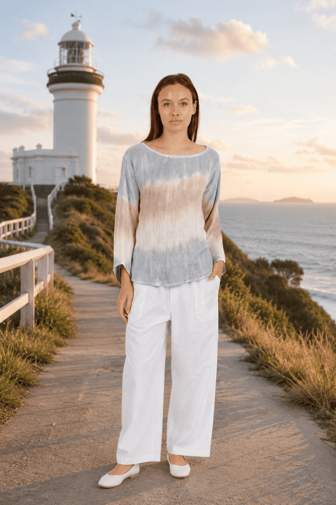Nadia Hessian Top - Slate Blue Ombre - CB70 - Pizazz BoutiqueCarbon The Label