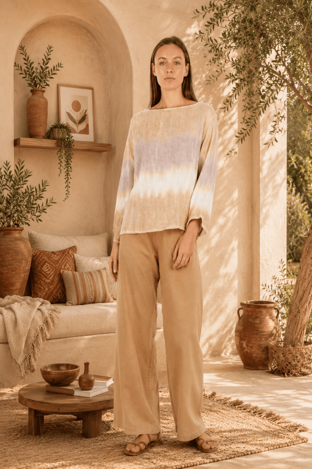 Nadia Hessian Top - Soft Caramel Ombre - CB70 - Pizazz BoutiqueCarbon The Label