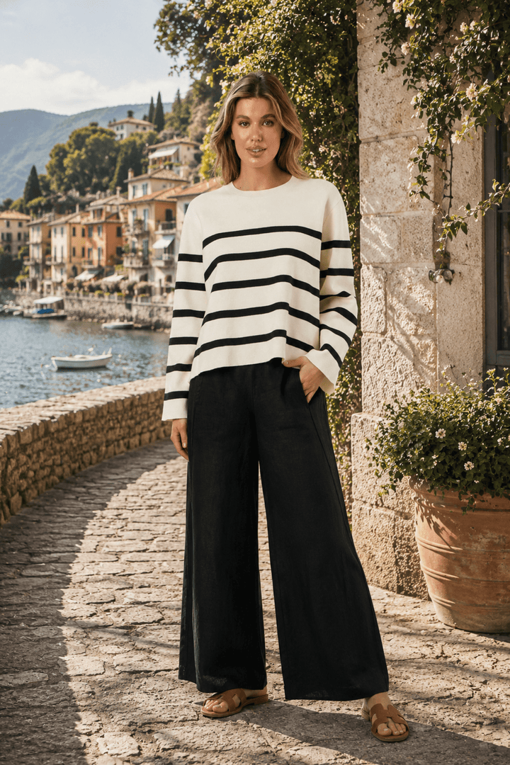 Naomi Striped Knit - Ecru - OJ56 - Pizazz BoutiqueNaturals By O & J