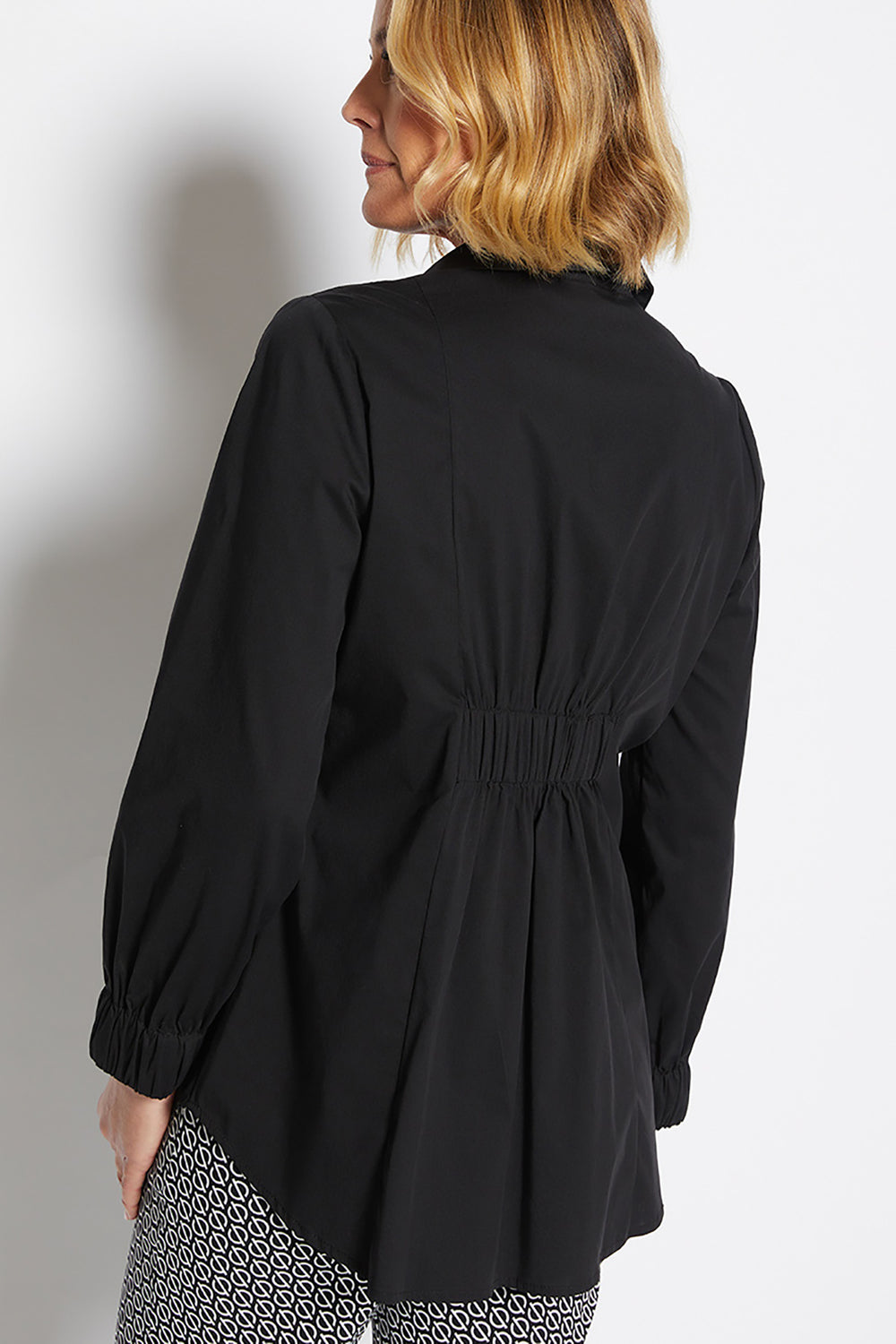 natalie shirt in black by philosophy back view