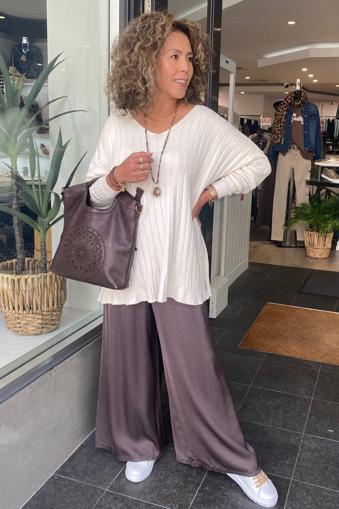 Natasha Pant - Chocolate - CG23 - Pizazz BoutiqueCindy G