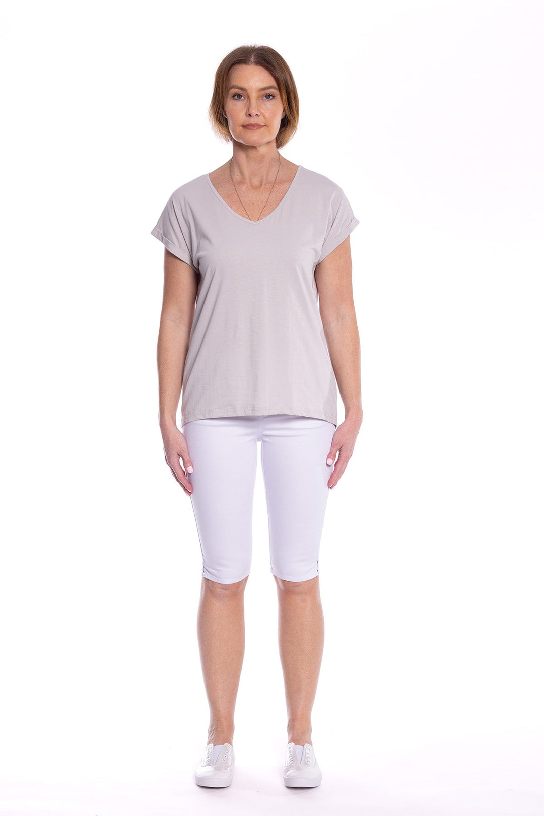 Natasha Tee - Putty - CL9 - Pizazz BoutiqueCafe Latte
