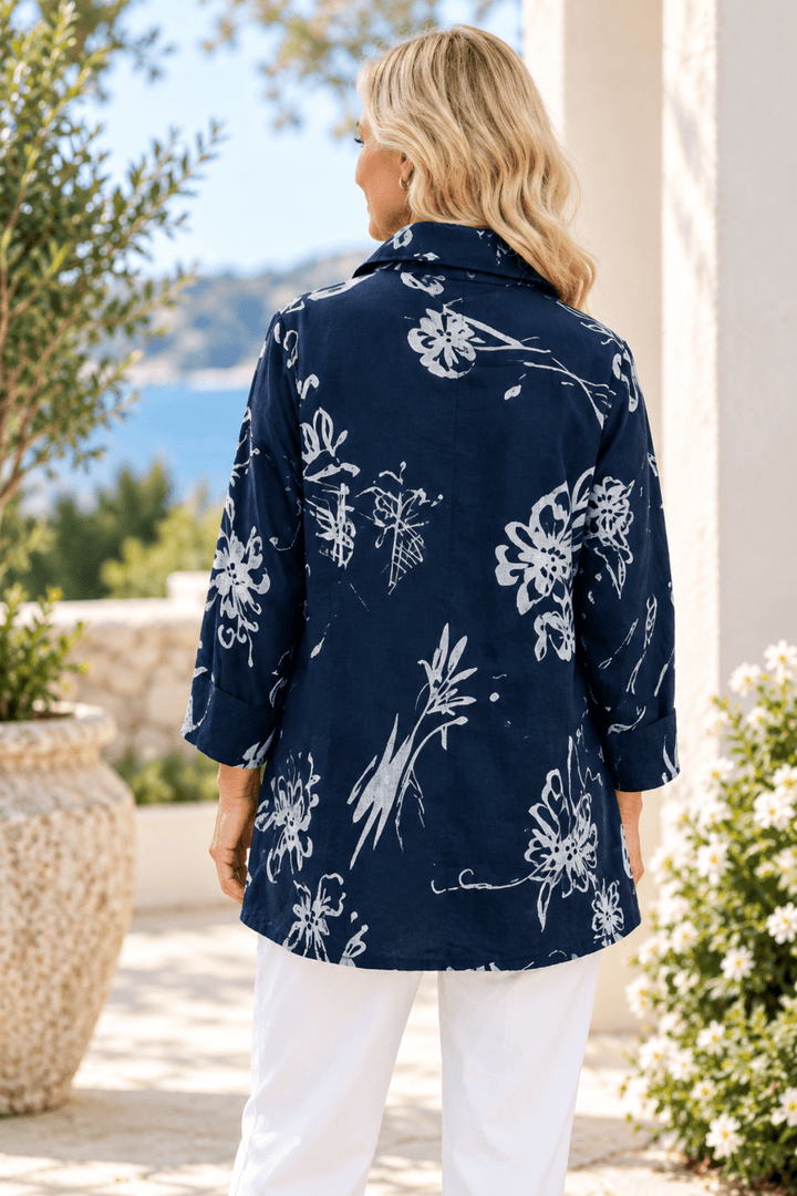Navy Blossom Shirt - W9 - Pizazz BoutiqueWhispers