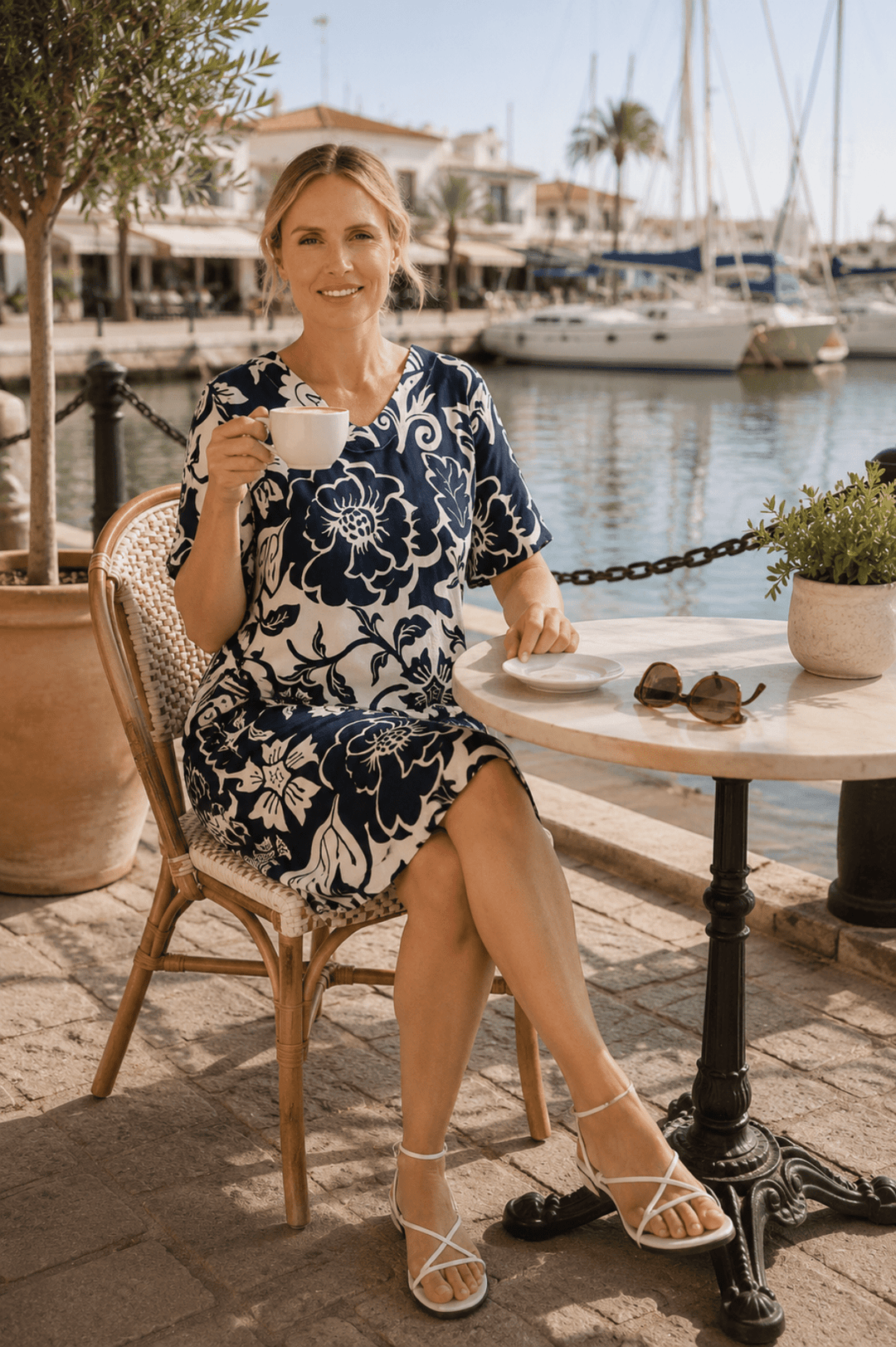 Navy Vine Linen Dress - SS56 - Pizazz BoutiqueSee Saw
