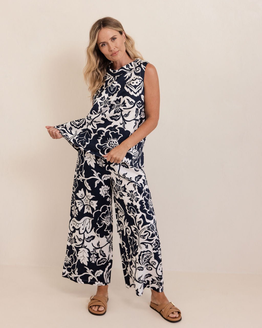Navy Vine Palazzo Pants - SS50 - Pizazz BoutiqueSee Saw