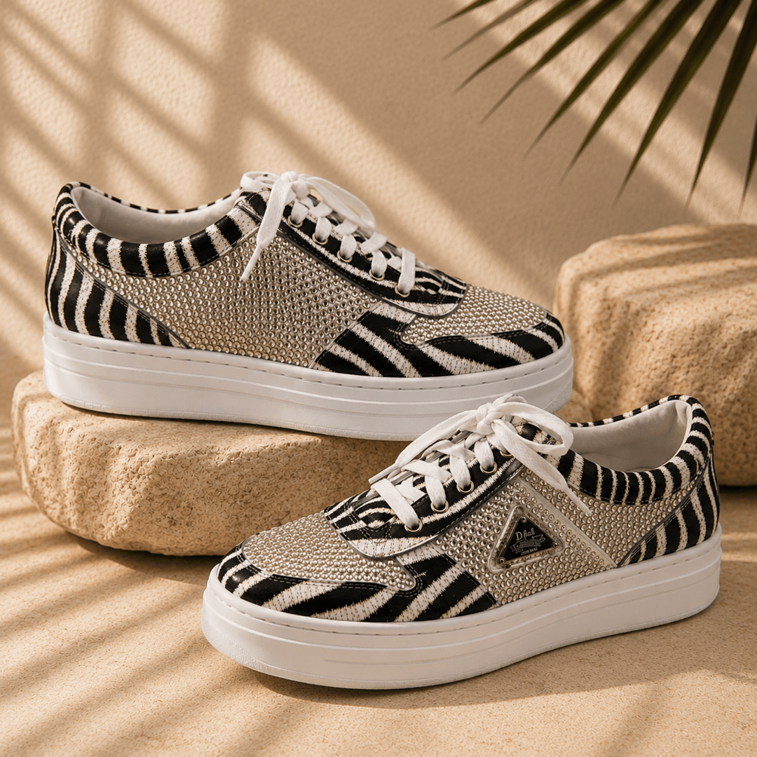 Nenna Sneaker - Zebra & Gold - DJ31 - Pizazz BoutiqueDjango & Juliette