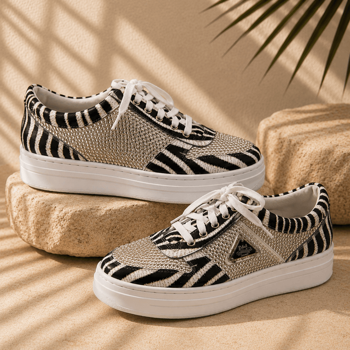 Nenna Sneaker - Zebra & Gold - DJ31 - Pizazz BoutiqueDjango & Juliette