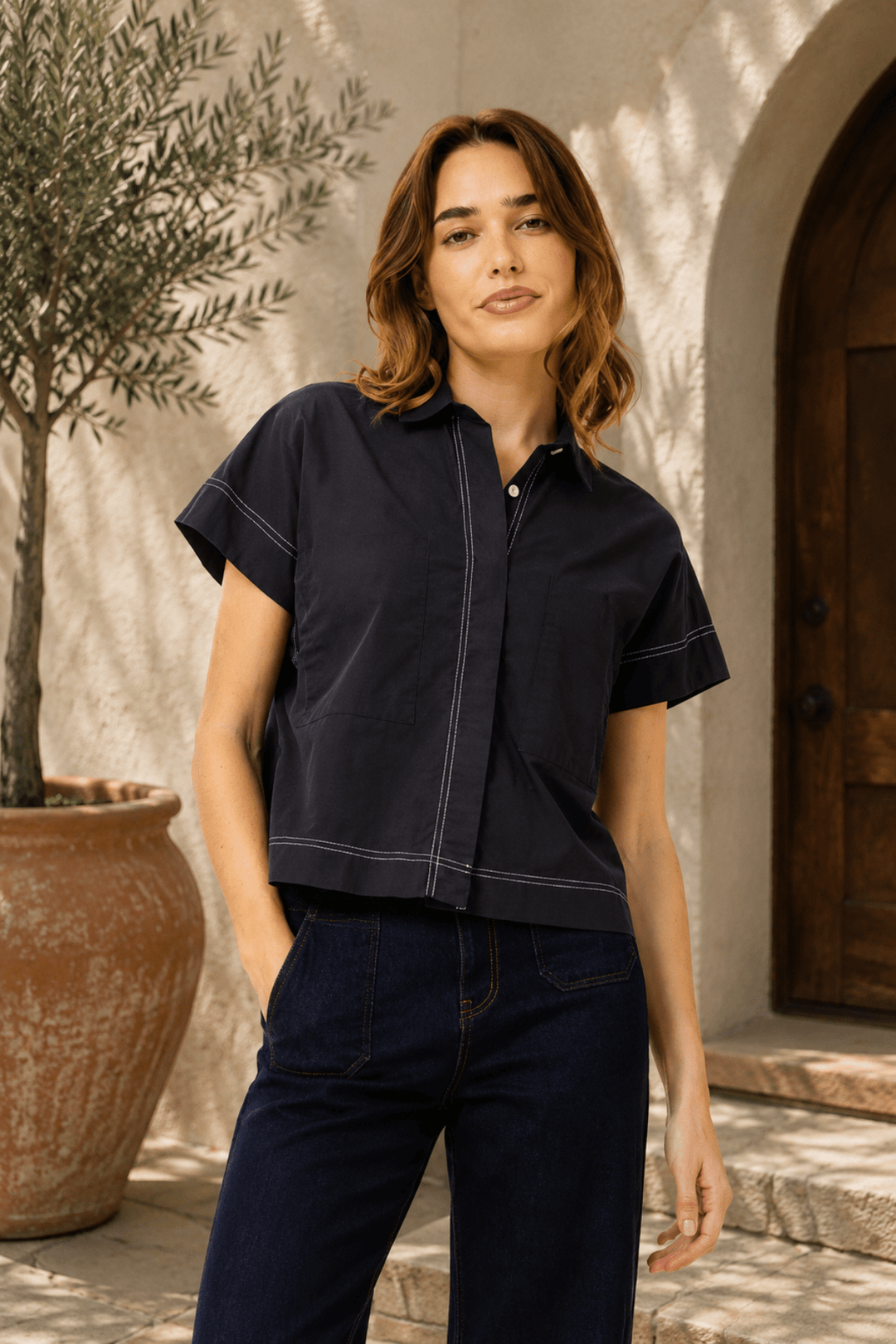 Nora Shirt - Navy - CK55 - Pizazz BoutiqueCaroline Morgan