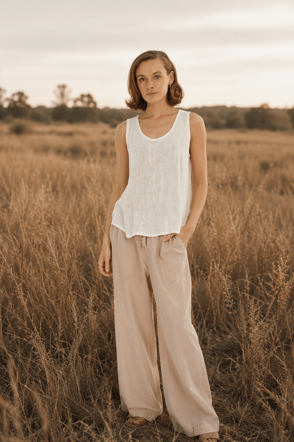 Nova Hessian Singlet - Natural - CB63 - Pizazz BoutiqueCarbon The Label
