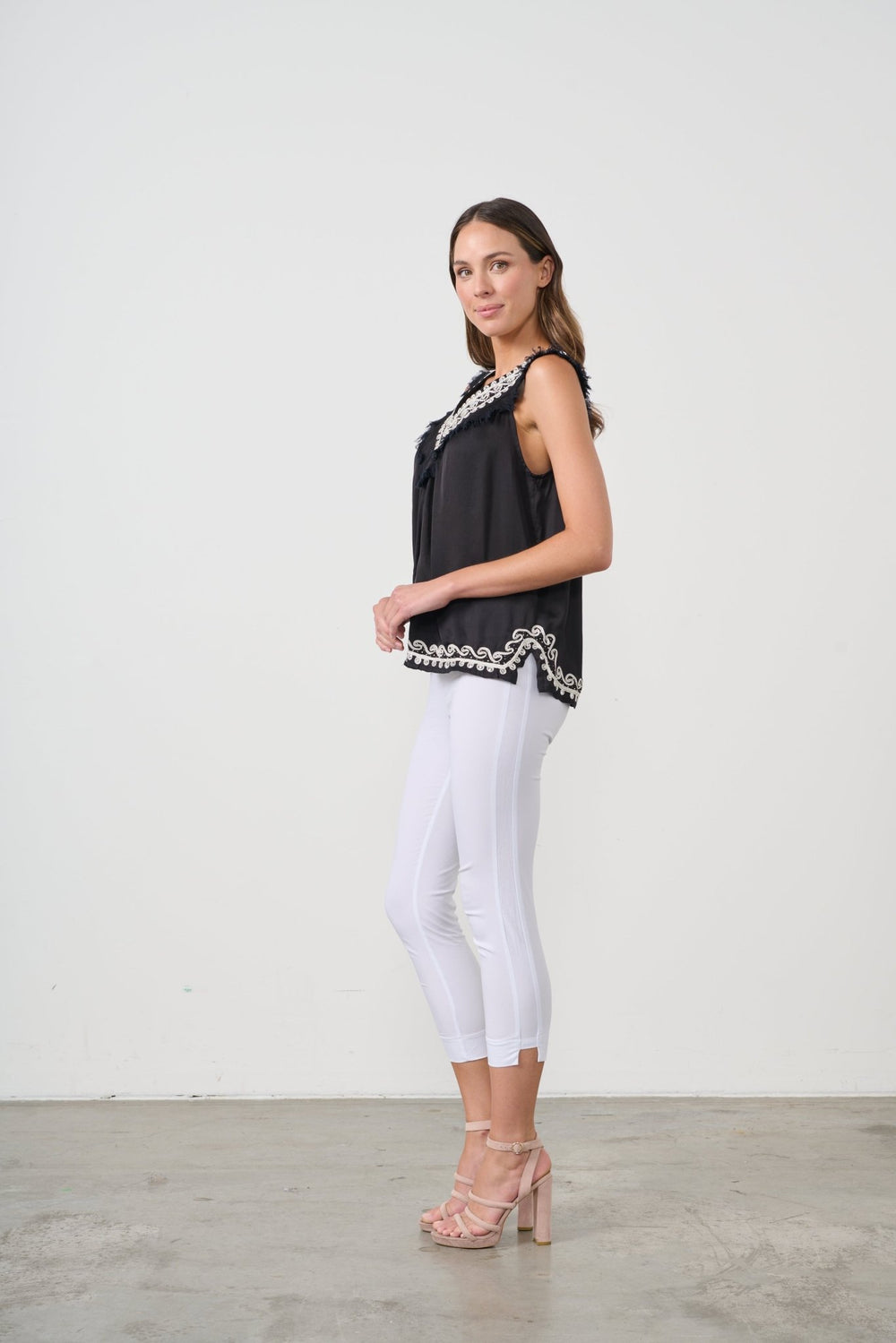 Nyx Fringe Neck Top - Black - CJ20 - Pizazz BoutiqueCaju