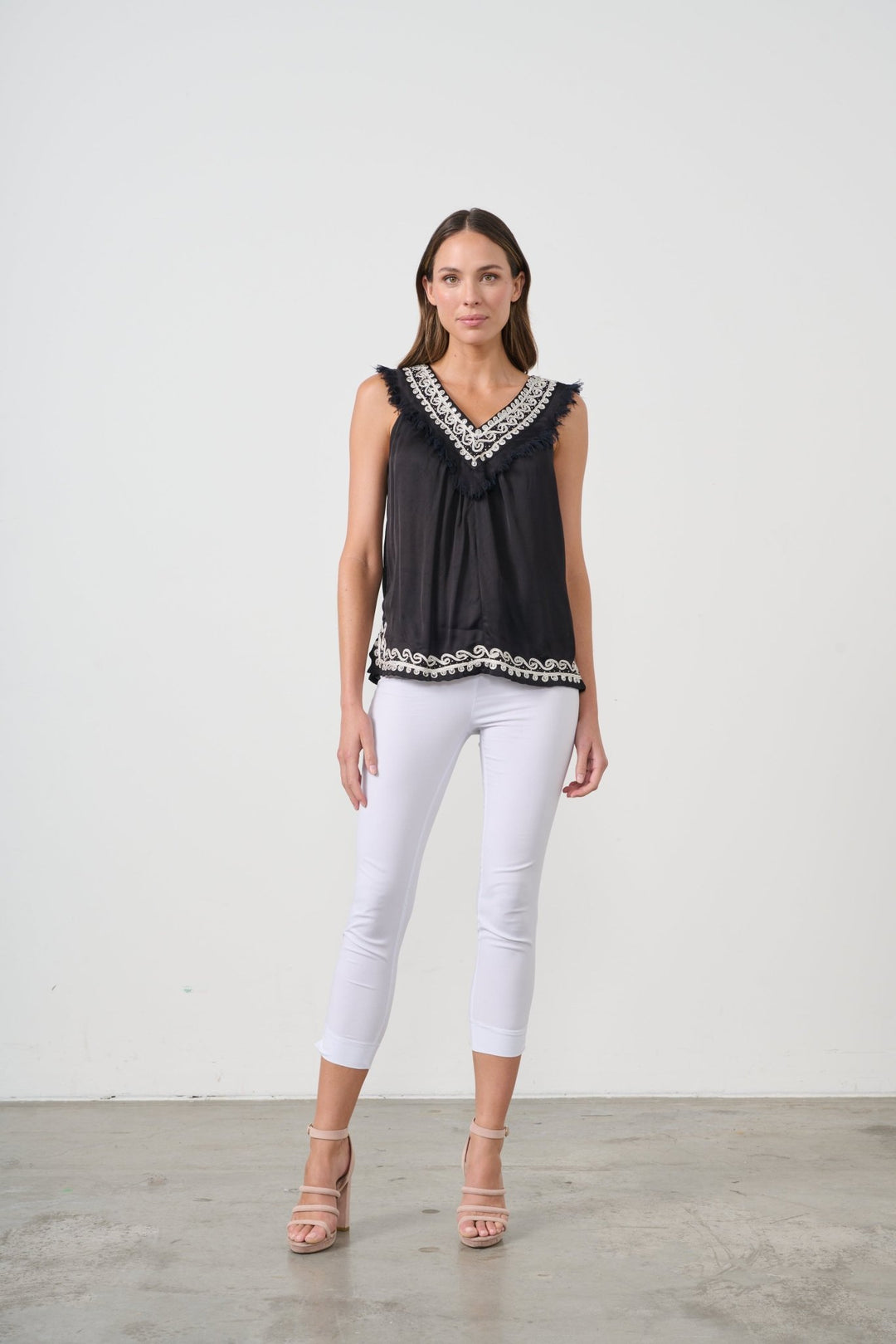 Nyx Fringe Neck Top - Black - CJ20 - Pizazz BoutiqueCaju