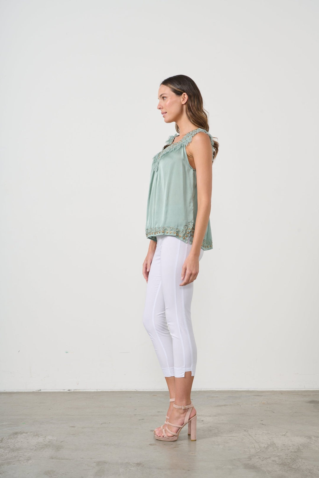 Nyx Fringe Neck Top - Seafoam - CJ20 - Pizazz BoutiqueCaju