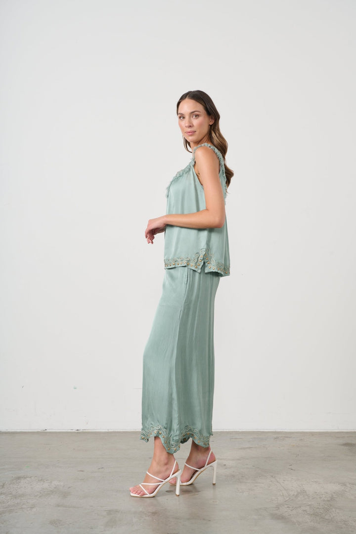 Nyx Fringe Neck Top - Seafoam - CJ20 - Pizazz BoutiqueCaju