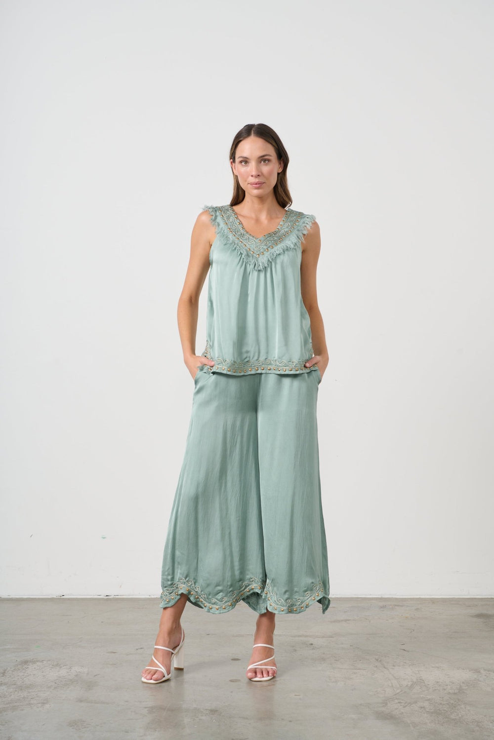 Nyx Fringe Neck Top - Seafoam - CJ20 - Pizazz BoutiqueCaju