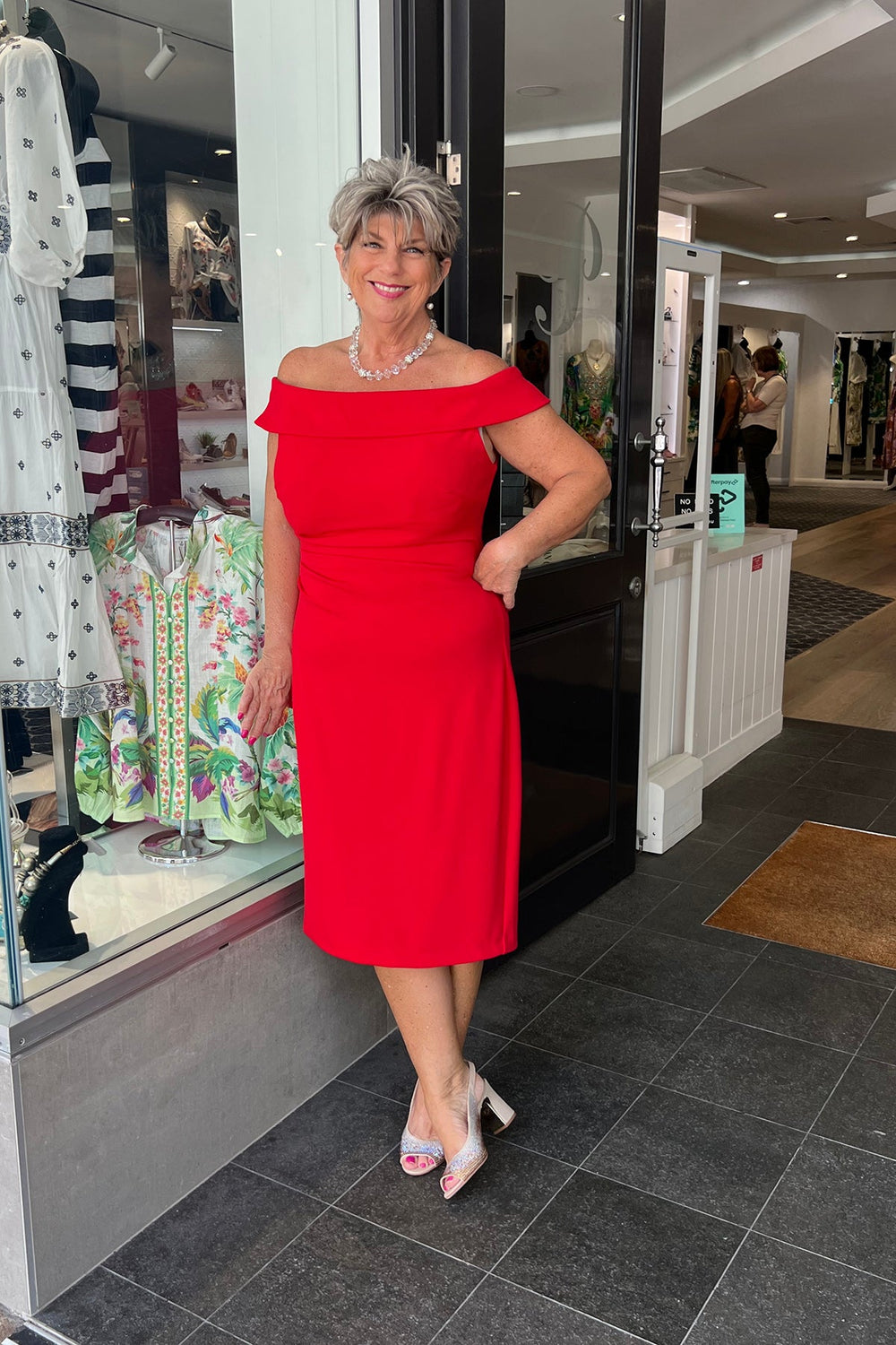 Off The Shoulder Cocktail Dress - Fire - Z2 - Pizazz BoutiqueZaliea