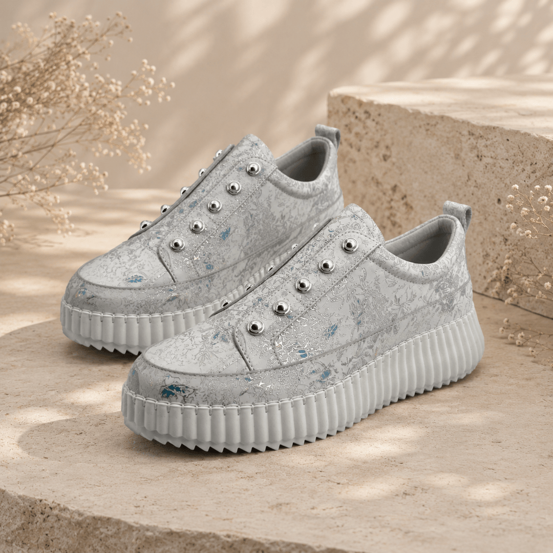 Oriel Sneaker - Silver Flower - HN3 - Pizazz BoutiqueHinako