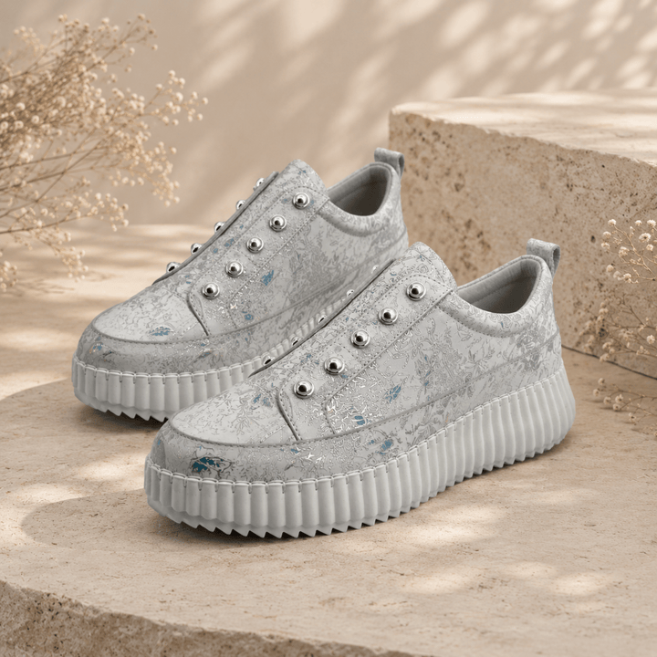 Oriel Sneaker - Silver Flower - HN3 - Pizazz BoutiqueHinako