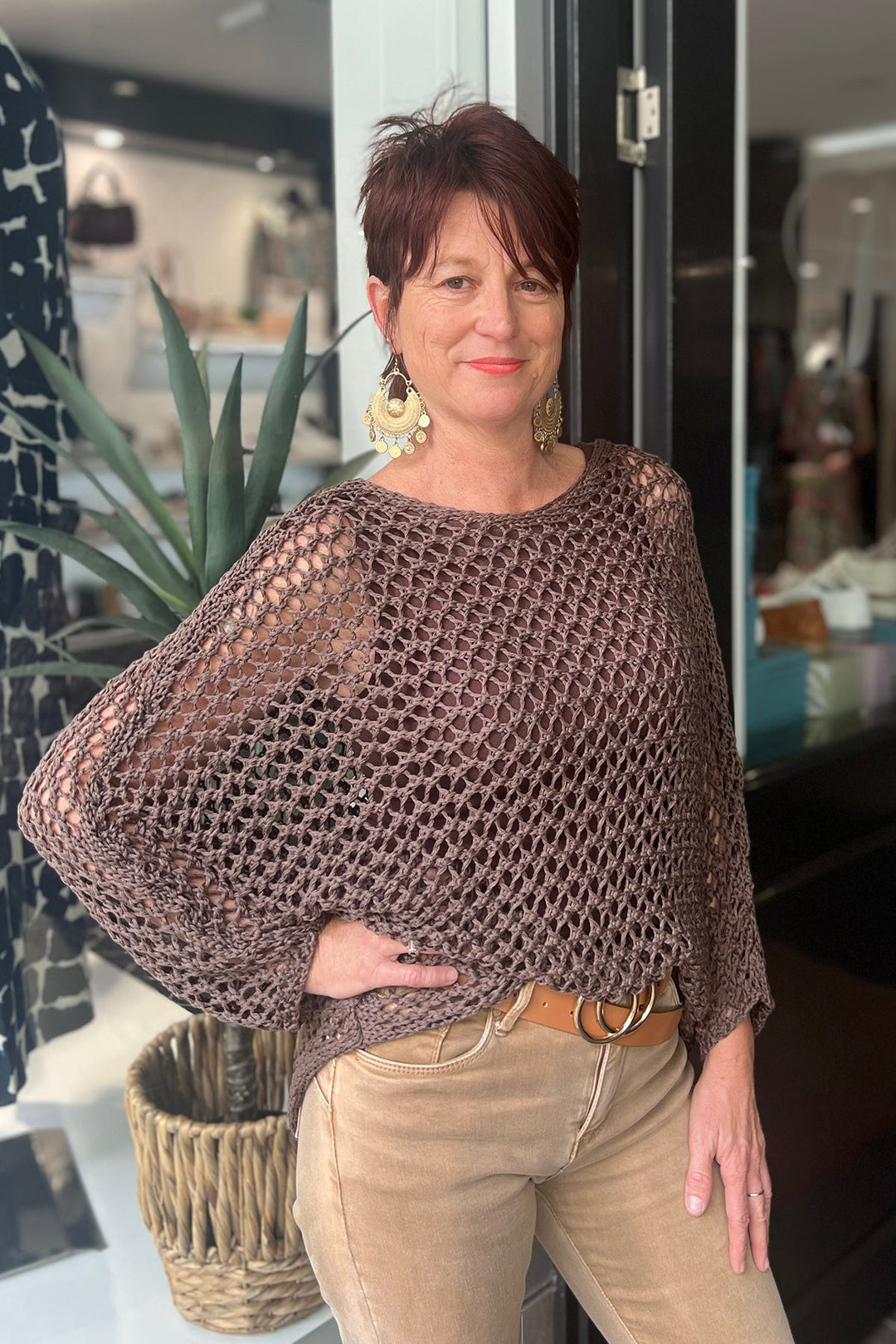 Paloma Loose Knit - Chocolate - CG30 - Pizazz BoutiqueCindy G